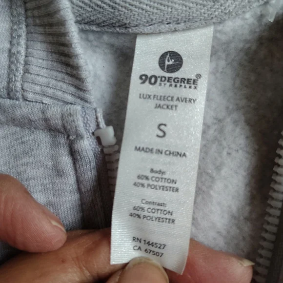 90 Degree By Reflex Light Gray Lux Fleece Jacket - Picture 3 of 5